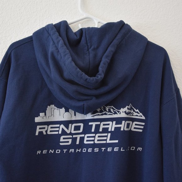 Men's Reno Tahoe Steel Hooded Zip-Up Navy Blue Sweatshirt Size L - Picture 3 of 11